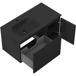 MEXEN/S - Rivel koupelnová skříňka 90 cm s umyvadlem Vela levá, 1S, 1D, reliéf, černá mat 91A23-09047-3-BBFF71-W23L71