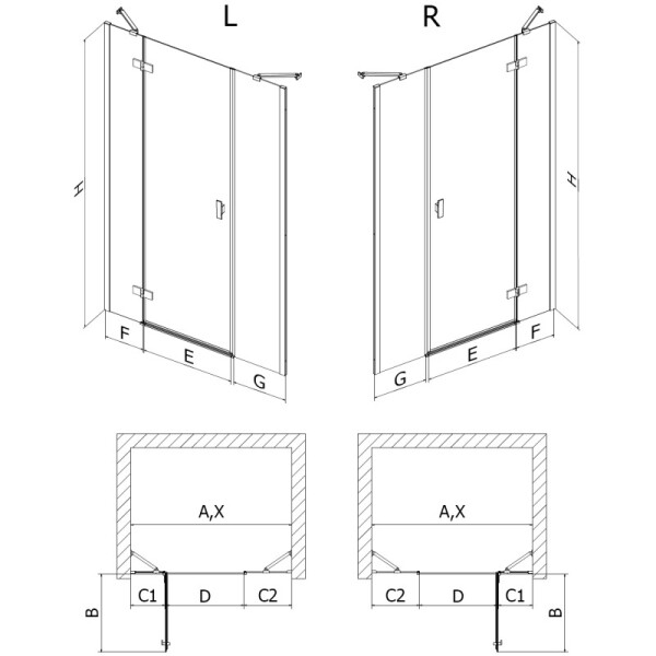 MEXEN/S - Mist-H sprchové dveře křídlové pravé 120, transparent, zlatá kartáčovaná 8A5-120-001-55-00-P