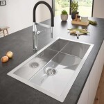 GROHE - Dřez K700 s odtokem, 86x46 cm, kartáčovaná nerez 31580SD1