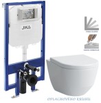 JIKA předstěnový instalační 8 cm systém bez tlačítka + WC LAUFEN PRO RIMLESS + SEDÁTKO H894652 X LP1