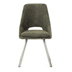 Židle jídelní, zelená látka, kovové nohy, broušená nerez.
