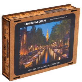 UNIDRAGON dřevěné puzzle VEČERNÍ AMSTERDAM velikost KS (43x30cm)