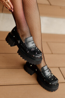 Kožené Dámské Polobotky S Ozdobami D&A MR880-102 Černé 39