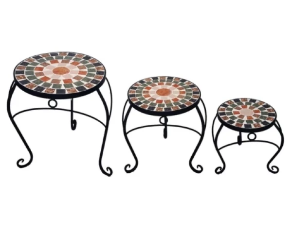 Sada stolků (3 ks) Mosaic, černá/zelená