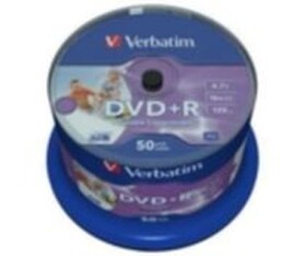 Verbatim 50ks DVD+R 4.7GB 16x / Wide Injekt Printable / Spindl (43512)