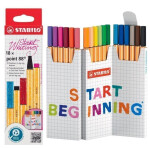 Jemný liner STABILO point 88 - Zick-Zack deskset 18 ks