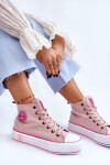 Dámské vysoké textilní tenisky na platformě Big Star LL274186 Růžová 38