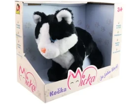 MaDe 12617 Kočka Micka na baterie, reaguje na zvuk, černá