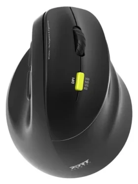 PORT CONNECT Ergo Shape pravoruká černá / Bezdrátová ergonomická myš / Bluetooth + 2.4 GHz / 2400 DPI (910007)