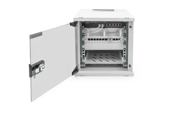 Digitus SOHO PRO 6U 10" / Nástěnná skříň / 325x315x300 mm / šedá / skleněné dveře (DN-49100)