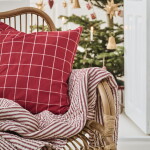 Ib Laursen Povlak na polštář Silja Large Checks 50 × 50 cm, červená barva, textil