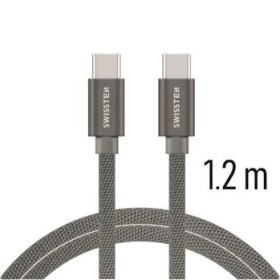 Swissten 71527202 USB-C na USB-C, USB 2.0, zástrčka C - zástrčka C, opletený, 1,2m, šedý