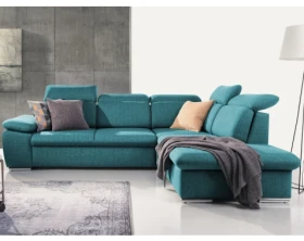 Rohová sedačka Aldon, petrolejová strukturovaná látka, pravý roh