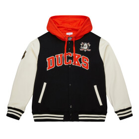 Mitchell & Ness Pánská mikina Anaheim Ducks NHL Courtside Fleece Button Front Current Logo Velikost: L