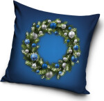 Povlak na polštářek Vánoční Věnec Modrý