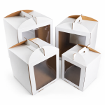 Cake star dortová krabice CINDY pevná bílá dvě okna 33x33x40cm