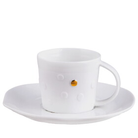 Räder Porcelánový šálek s podšálkem Gold Dot, bílá barva, porcelán