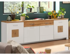 Široká komoda Matera, 220 cm, starý dub/bílá