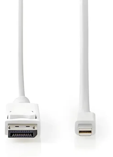 Nedis DisplayPort 1.4 bílá / Kabel Mini DisplayPort - DisplayPort / 48 Gbps / Poniklované konektory / 2 m (CCGB37404WT20)