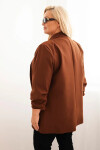 Dámská elegantní plus size sako čokoládová UNI