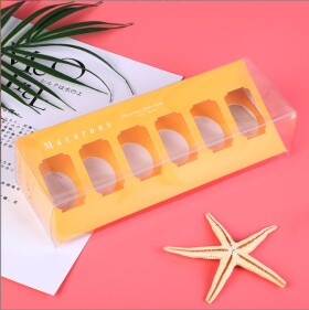 Cake star Elegantní krabička na makronky žlutá 23x9,8cm na 6ks balení 20ks