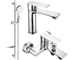MEXEN - Royo SET umyvadlová + vanová baterie s příslušenstvím DF05, chrom 72203DF05-00