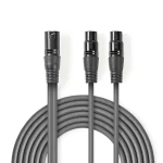 Nedis Vyvážený Audio kabel XLR 3pinový (M) - 2x XLR 3pinová (F) 1.50 m tmavě šedá (COTH15025GY15)