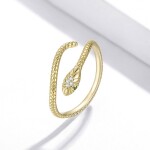 Stříbrný prsten Graceful Snake Gold, stříbro 925/1000, had, nastavitelná Zlatá