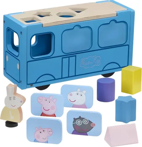 CHARACTER Dřevěná vkládačka Prasátko Peppa Školní autobus
