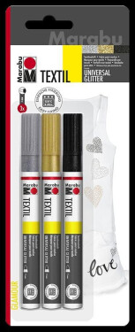 Marabu glitrový popisovač na tmavý textil/sada