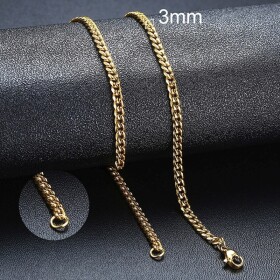 Pánský ocelový náhrdelník Erich Gold, 3 mm řetízek - chirurgická ocel, Zlatá 60 cm