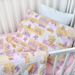 Stanex Dětské ložní povlečení krepové Méďa s hračkami růžový (LS318)