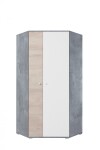 FRONTI Rohová šatní skříň SIGMA SI2 Beton + bílá lux + dub 15005