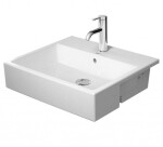 DURAVIT - Vero Air Umyvadlo polozápustné 55x47 cm, s přepadem, otvor pro baterii, WonderGliss, bílá 03825500001