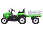 Mamido Elektrický traktor s vlečkou T2 zelený 12V7Ah EVA kola