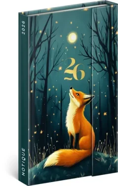 NOTIQUE Týdenní magnetický diář Liška 2026, 13 x 21 cm (PGD-35538-Z)