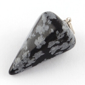 Kyvadlo z přírodního kamene - vločkový obsidián - 25 - 27 x 14 mm - 1 ks