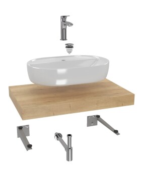 Koupelnová sestava SAT s deskou pod umyvadlo Dolce 80x8x50 cm dub halifax KSETDO1 KSETDO1