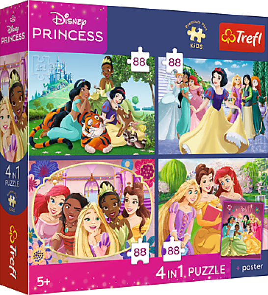 Dětské Puzzle Premium Kids Disney Pricezny 4x88 dílkůPuzzle 4x88 dílků