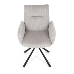 Židle jídelní, krémová manšestrová látka, 360° vratný mechanismus, černý kov