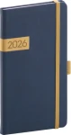 NOTIQUE Kapesní diář Twill 2026 modro-zlatý / 9 x 15.5 cm (PGD-KAPTW-6016)