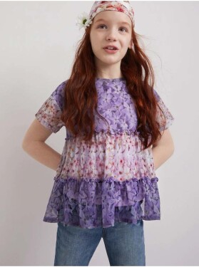 Světle fialové holčičí květované tričko Desigual Helm Holky