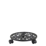 Chic Antique Pojízdný podstavec na rostliny Ø 29 cm, černá barva, litina