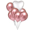 Balónky chromové růžovo-zlaté a bílé srdce set balonky.cz Balónky chromové růžovo-zlaté a bílé srdce set balonky.cz