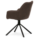Židle jídelní, hnědá látka, otočný mechanismus 90°/90° (L/P), černý kov