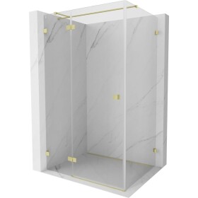 MEXEN/S - Lunar T sprchový kout dveře křídlové levá 135 x 120 cm, transparent, zlato kartáčovaná 834T-135-120-55-00-L