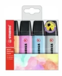 STABILO® BOSS ORIGINAL Pastel - 4 ks sada - oranžová, svěží modrá, fuchsiová, šedá (70/4-4)
