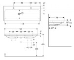 GEBERIT - iCon Dvojumyvadlo 120x48x16 cm, s přepadem, 2 otvory pro baterie, KeraTect, bílá 501.837.00.2