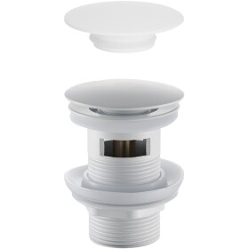 CERANO Umyvadlová výpusť - 5/4“ click-clack s přepadem + kryt z litého mramoru - 25/60mm - bílá matná