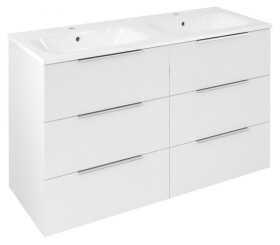 SAPHO - CIRASA umyvadlová skříňka s dvojumyvadlem 121x77x46cm, 3x zásuvka, bílá lesk CR121-3030-31